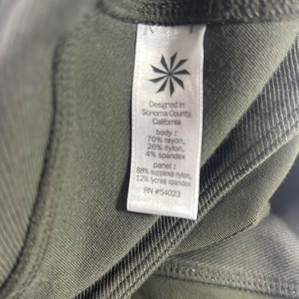 Athleta Motto Leggings Pants Olive Womens Size 6 Ribbed Panel Zipper Athleisure - Picture 6 of 16